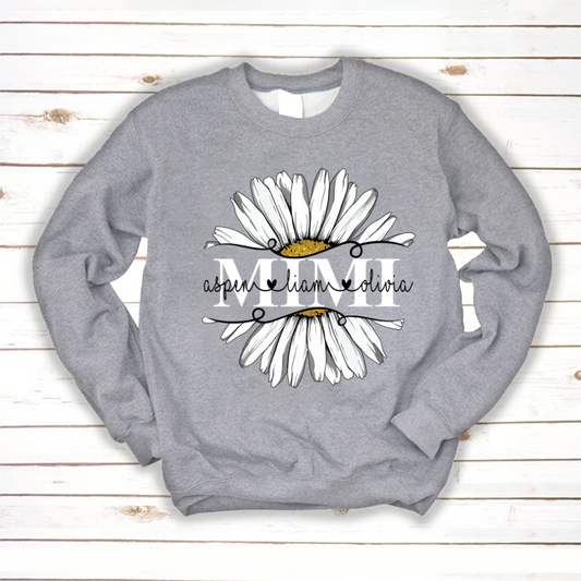 Mimi And Grandkids Flower Daisy Sweatshirt