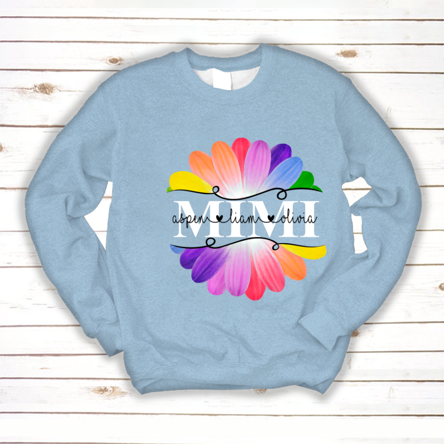 Mimi And Grandkids Flower Rainbow Sweatshirt