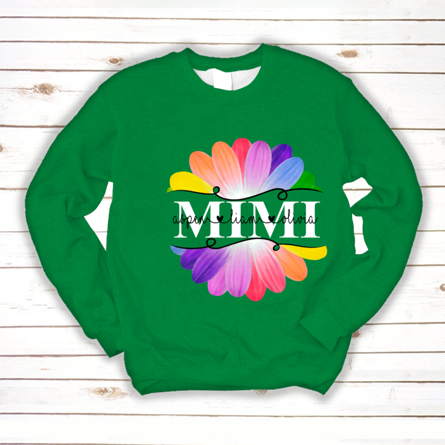 Mimi And Grandkids Flower Rainbow Sweatshirt