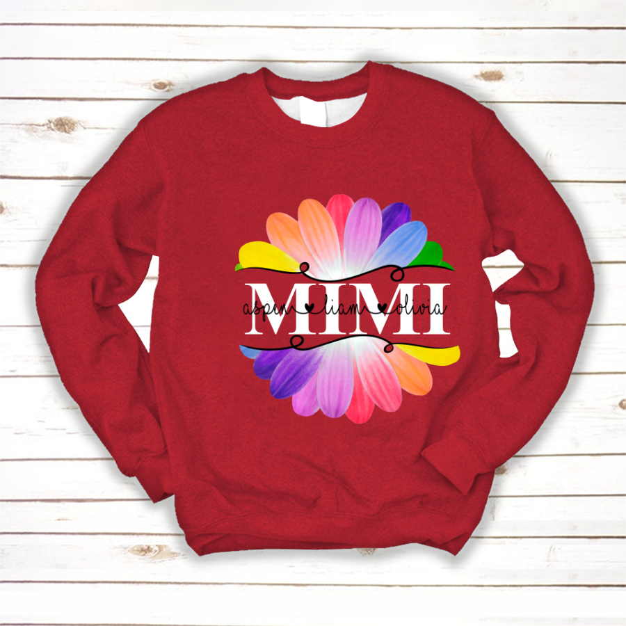 Mimi And Grandkids Flower Rainbow Sweatshirt