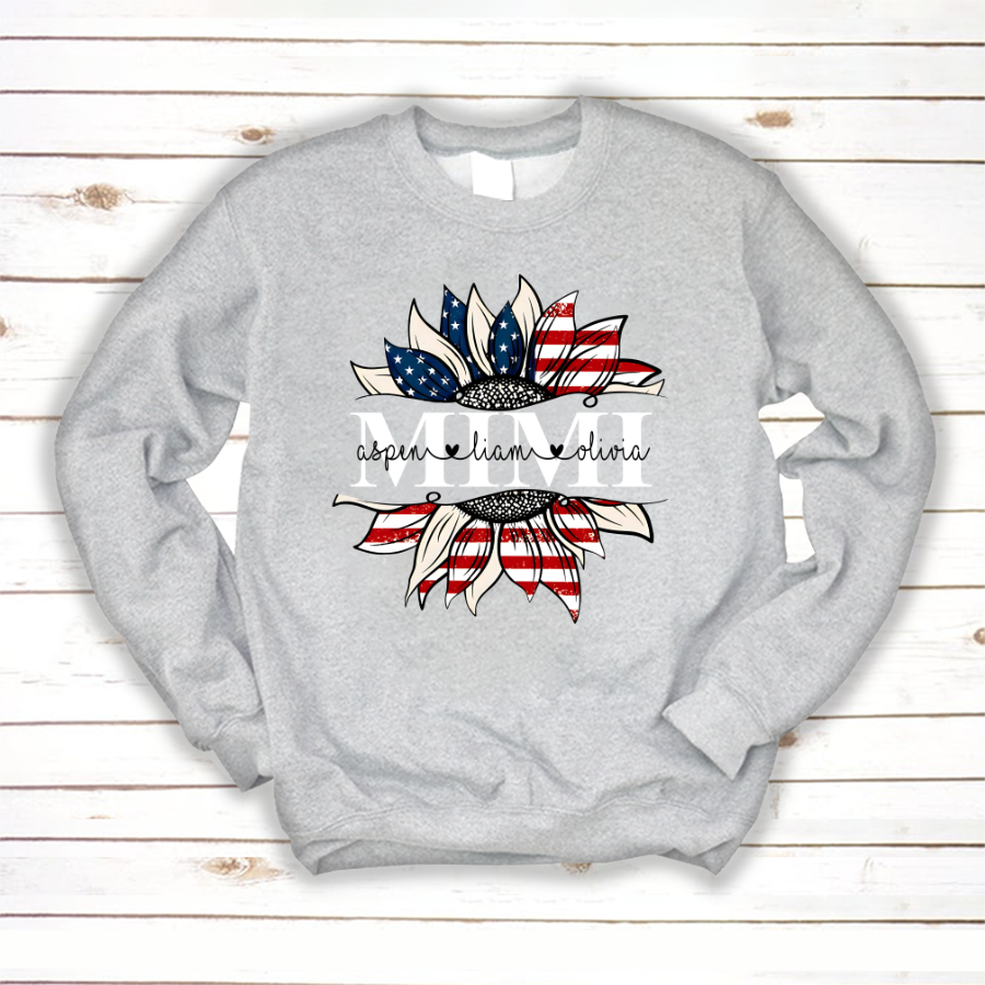 Mimi And Grandkids Sunflower Independence Sweatshirt