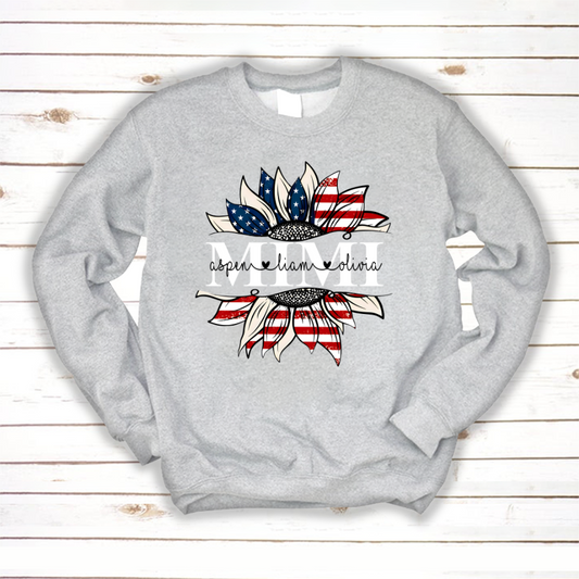 Mimi And Grandkids Sunflower Independence Sweatshirt