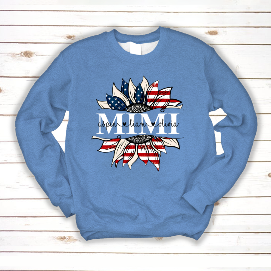 Mimi And Grandkids Sunflower Independence Sweatshirt