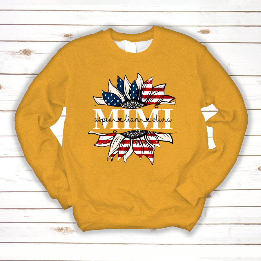 Mimi And Grandkids Sunflower Independence Sweatshirt