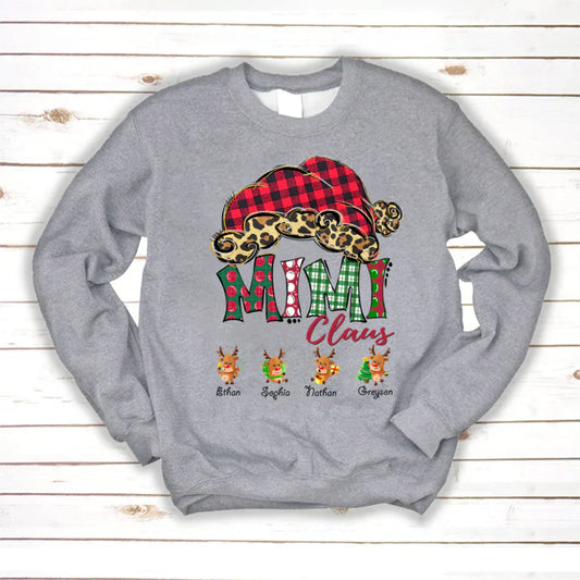 Mimi Claus With Grandkids Names Christmas Reindeer Sweatshirt