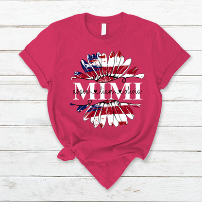 Mimi Flower Daisy Flag Custom Names And Grandkids 4th of july T-Shirt