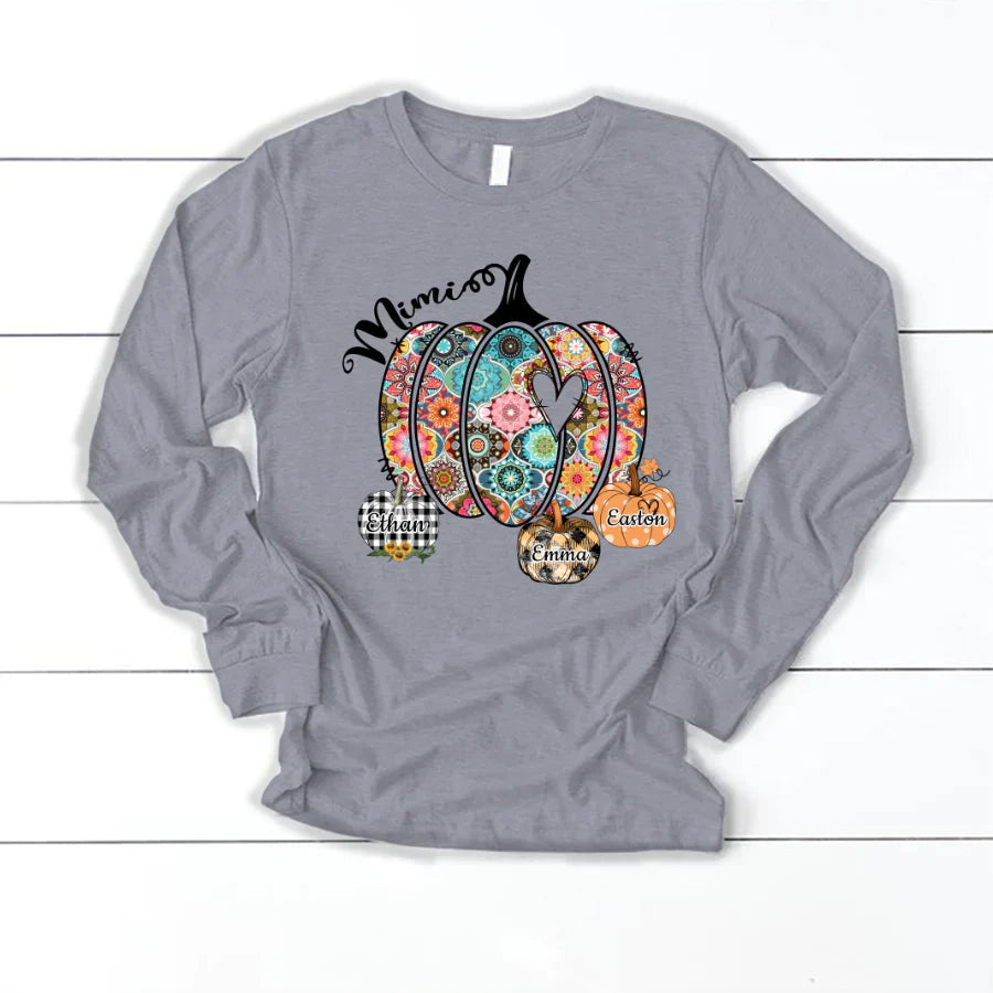 Mimi Pumpkins With Grandkids Flower Longsleeve