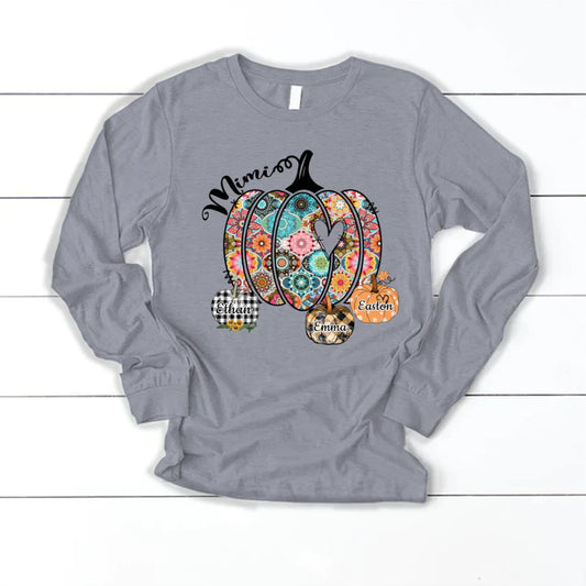 Mimi Pumpkins With Grandkids Flower Longsleeve