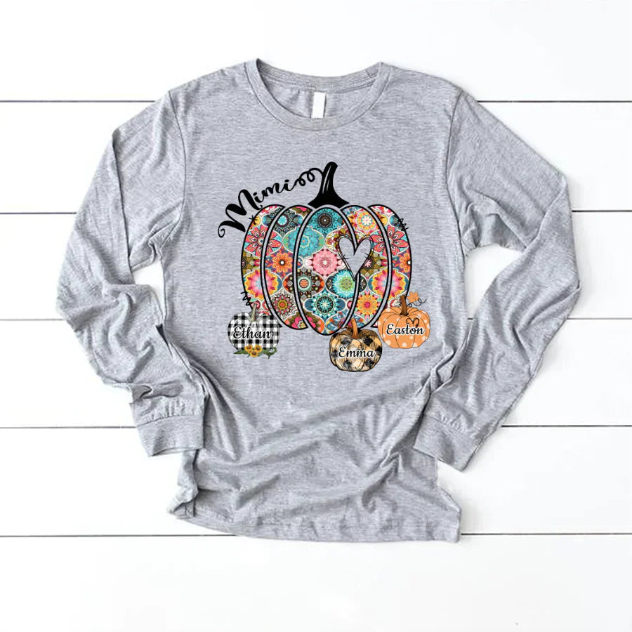 Mimi Pumpkins With Grandkids Flower Longsleeve