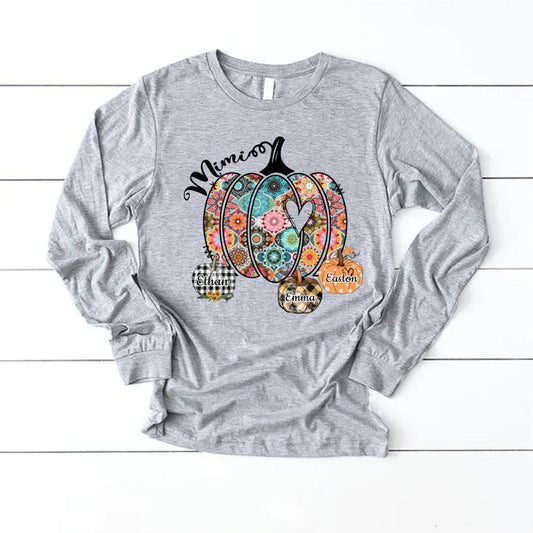 Mimi Pumpkins With Grandkids Flower Longsleeve