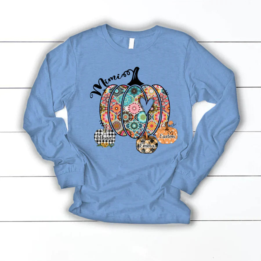 Mimi Pumpkins With Grandkids Flower Longsleeve