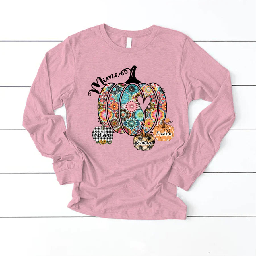 Mimi Pumpkins With Grandkids Flower Longsleeve