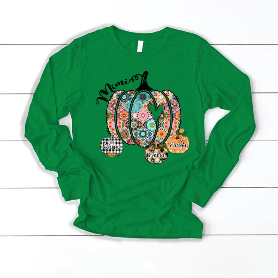 Mimi Pumpkins With Grandkids Flower Longsleeve