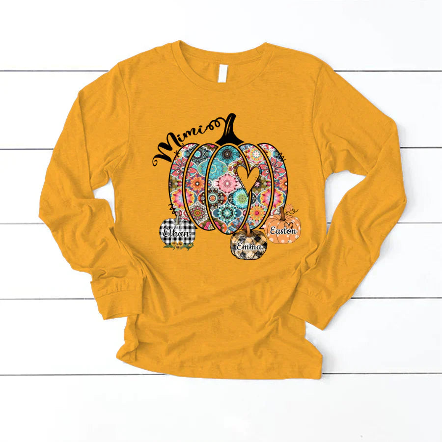 Mimi Pumpkins With Grandkids Flower Longsleeve
