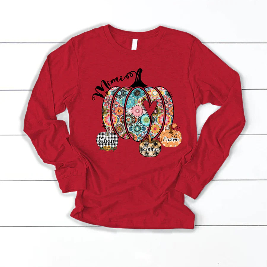 Mimi Pumpkins With Grandkids Flower Longsleeve