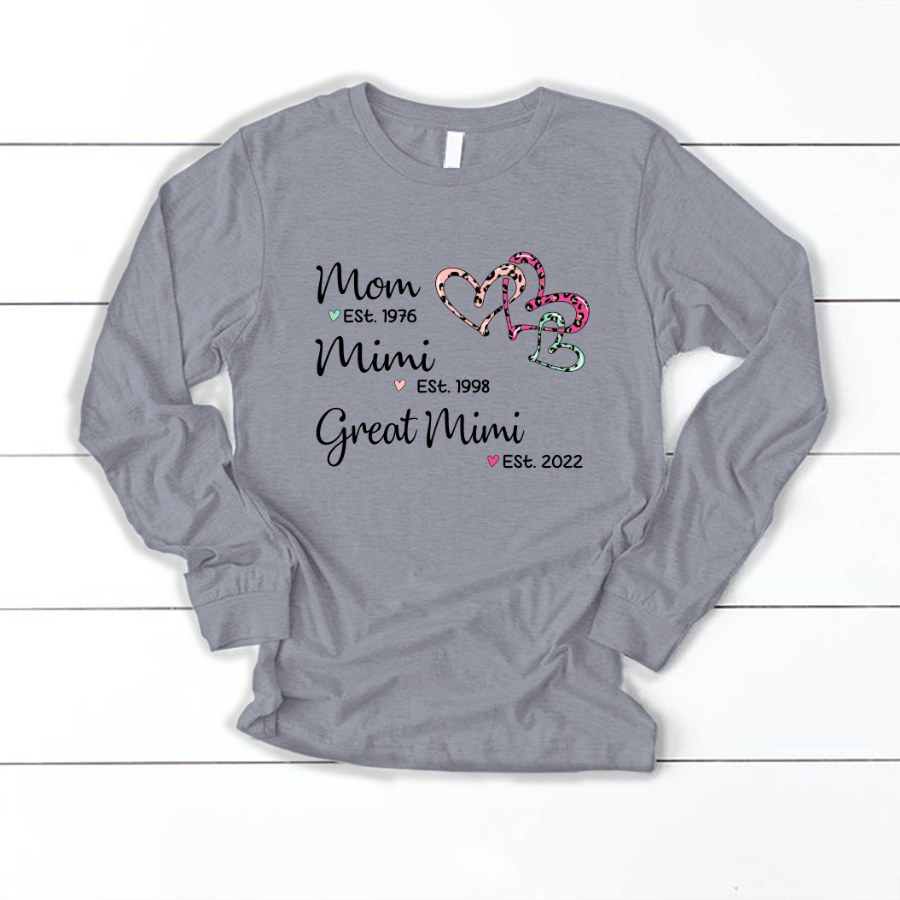 Mom Est Mimi Est Great Mimi Heart Leopard Longsleeve