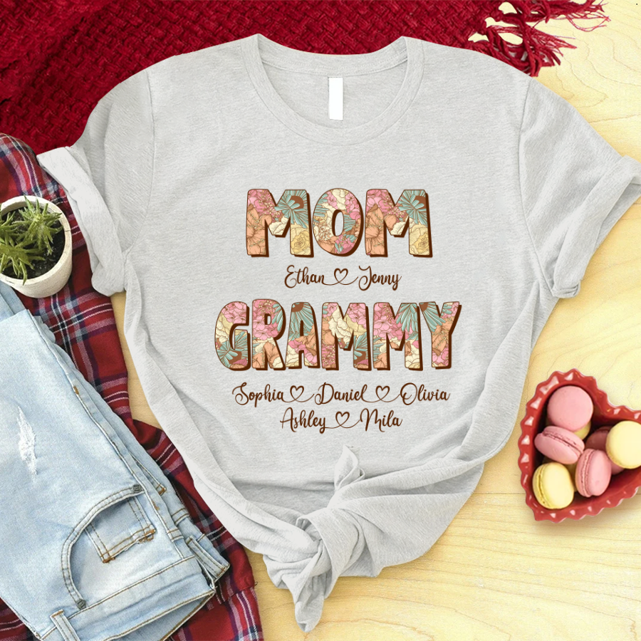 Mom Grammy And Kids Shirt, Gift For Grandma, Grammy, Mama, Nana, Mimi, Mother Day CTH01 T-Shirt
