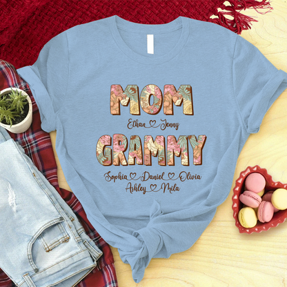 Mom Grammy And Kids Shirt, Gift For Grandma, Grammy, Mama, Nana, Mimi, Mother Day CTH01 T-Shirt