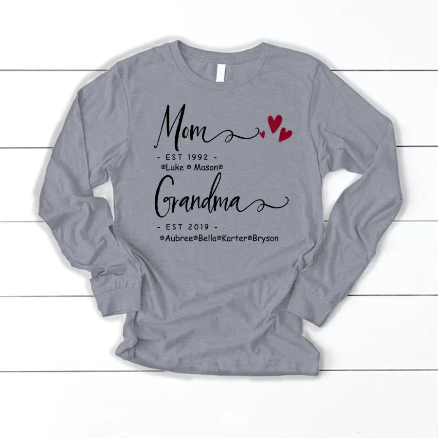 Mom Grandma Family Est Kids VT22120071 Longsleeve