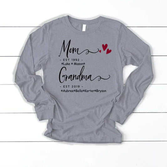 Mom Grandma Family Est Kids VT22120071 Longsleeve