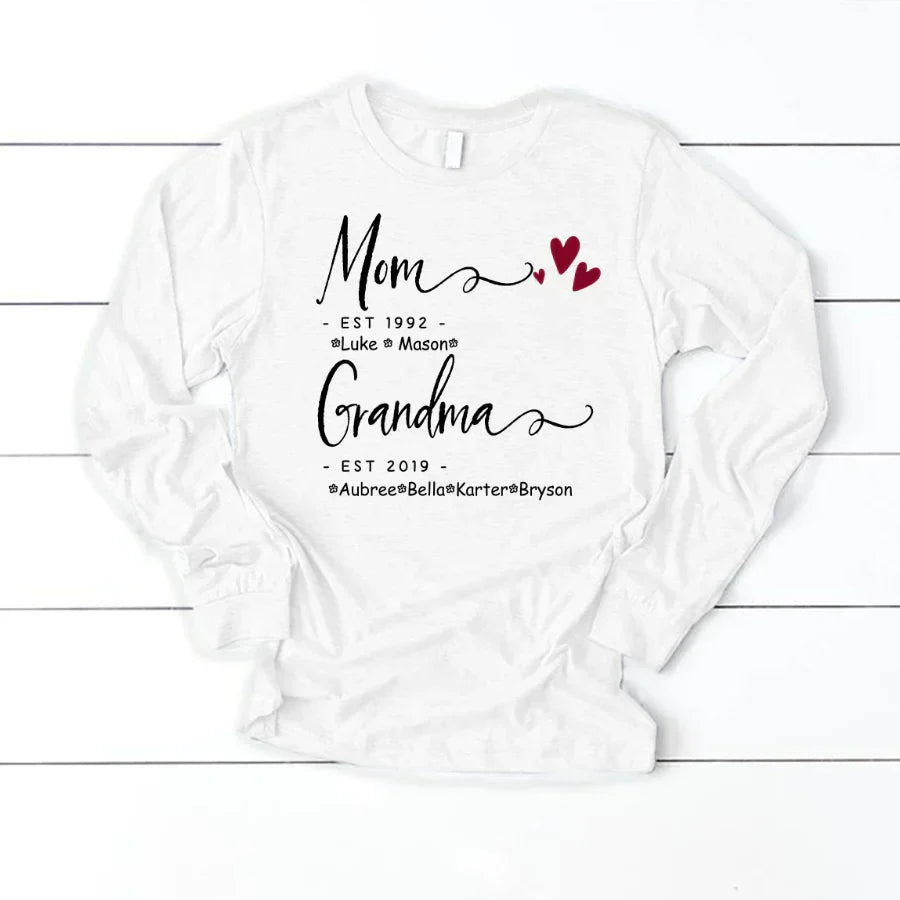 Mom Grandma Family Est Kids VT22120071 Longsleeve