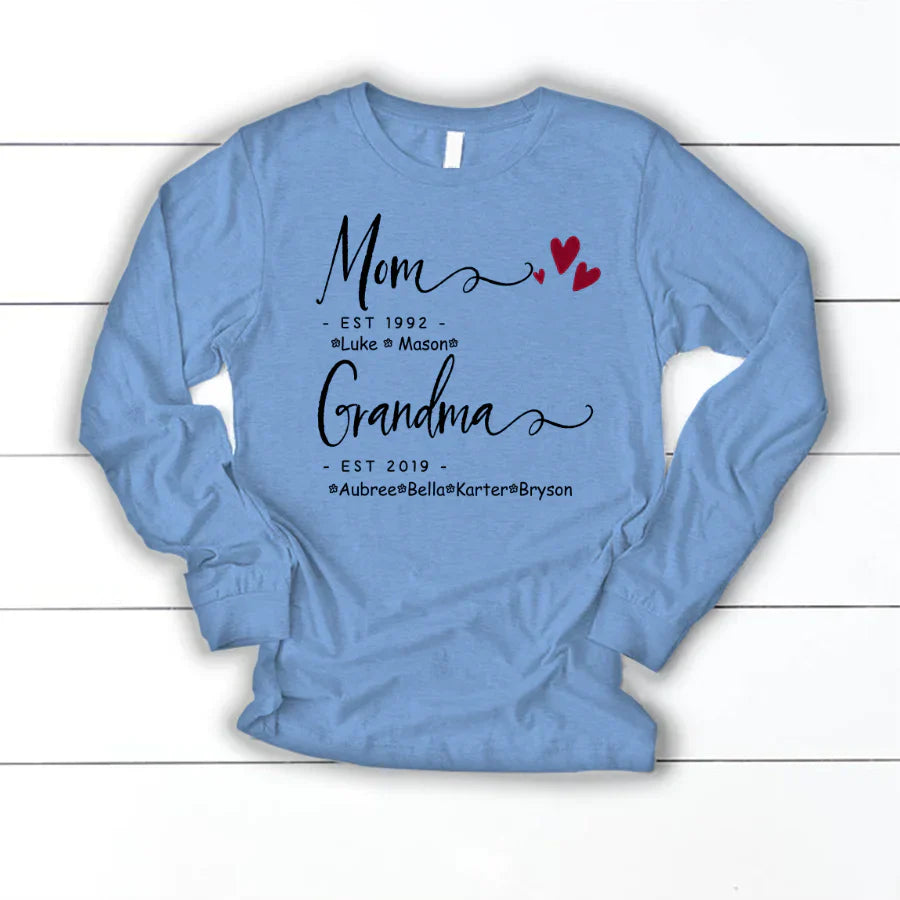 Mom Grandma Family Est Kids VT22120071 Longsleeve
