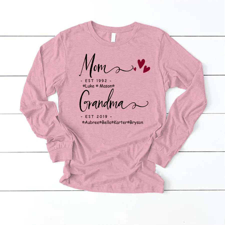 Mom Grandma Family Est Kids VT22120071 Longsleeve