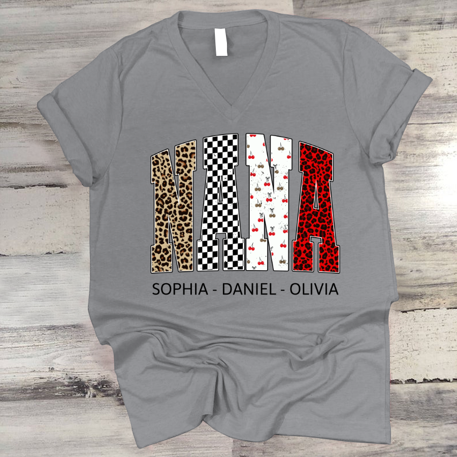 Nana Leopard Trendy Nana And Grandkids Personalized