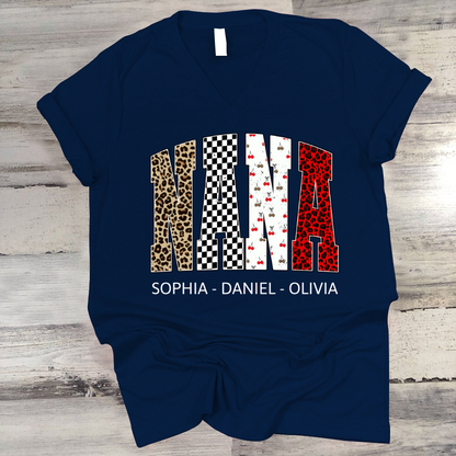 Nana Leopard Trendy Nana And Grandkids Personalized