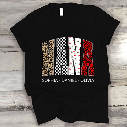 Nana Leopard Trendy Nana And Grandkids Personalized