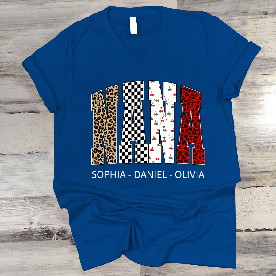 Nana Leopard Trendy Nana And Grandkids Personalized