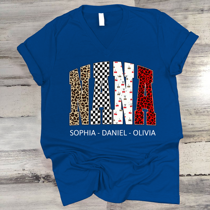 Nana Leopard Trendy Nana And Grandkids Personalized