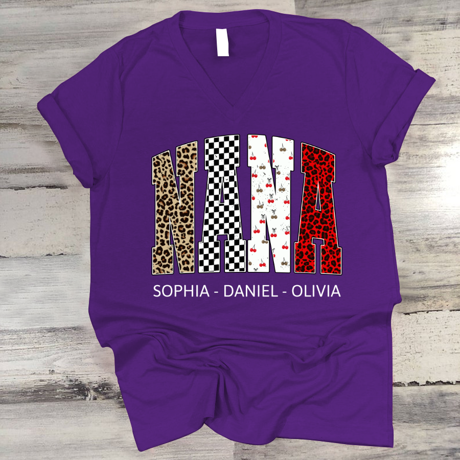 Nana Leopard Trendy Nana And Grandkids Personalized