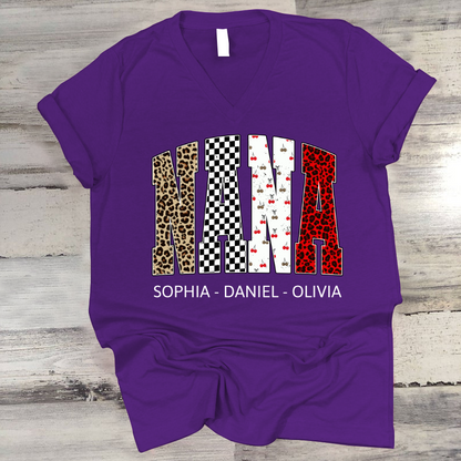 Nana Leopard Trendy Nana And Grandkids Personalized