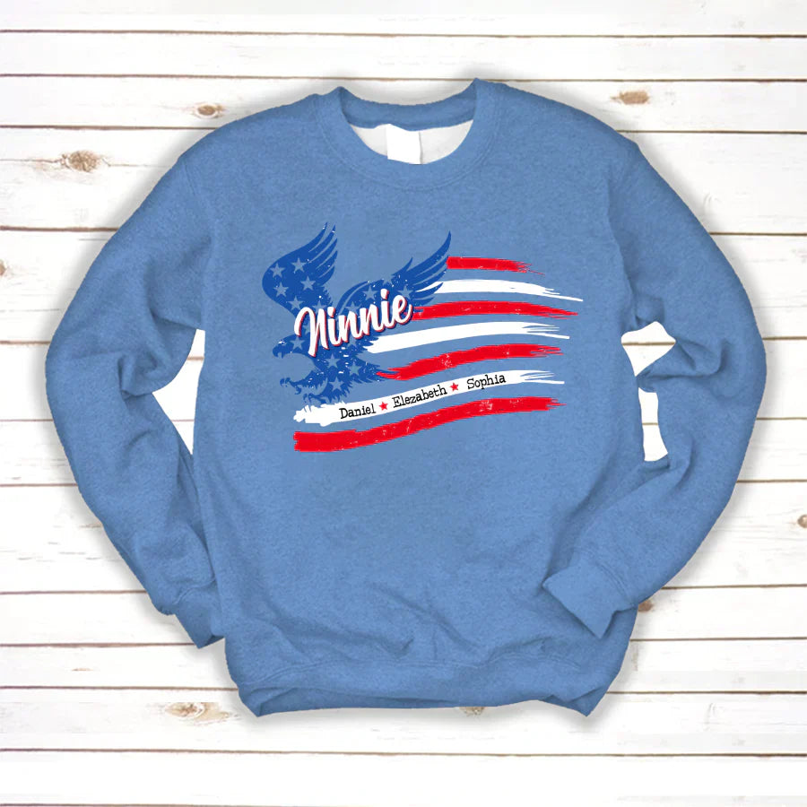 Ninnie With Grandkids Names 4th Of July CTL94 Sweatshirt