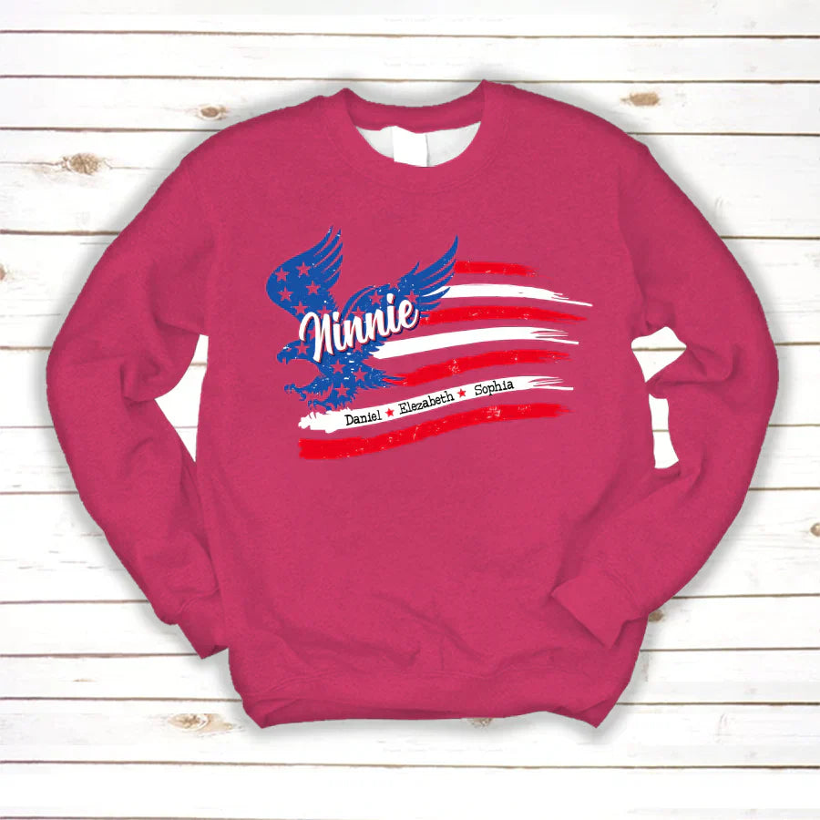 Ninnie With Grandkids Names 4th Of July CTL94 Sweatshirt