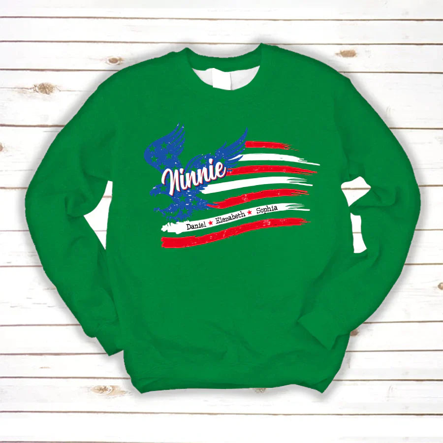 Ninnie With Grandkids Names 4th Of July CTL94 Sweatshirt