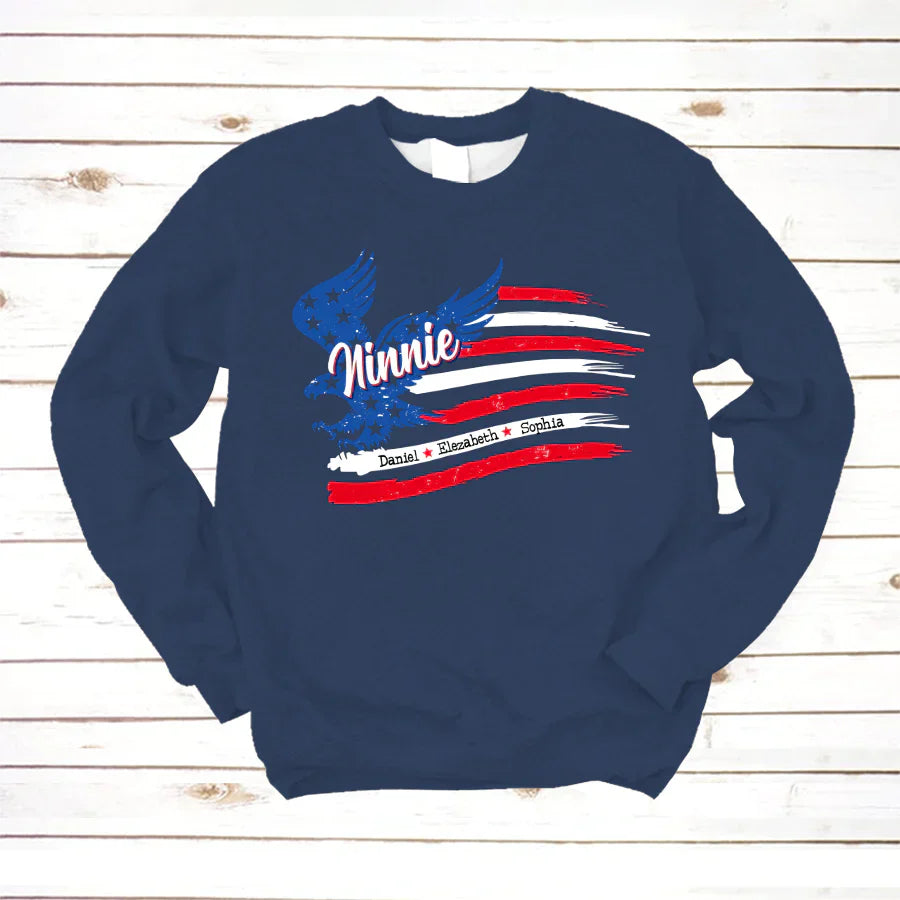 Ninnie With Grandkids Names 4th Of July CTL94 Sweatshirt