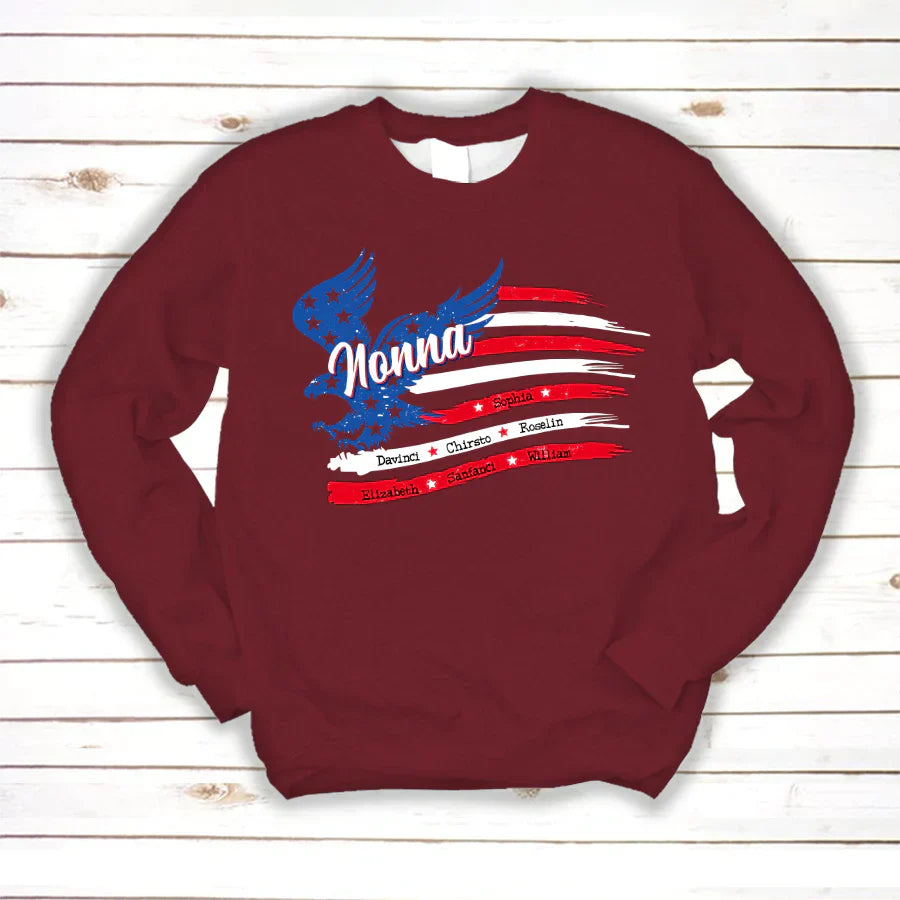 Nonna With Grandkids Names 4th Of July CTL94 Sweatshirt