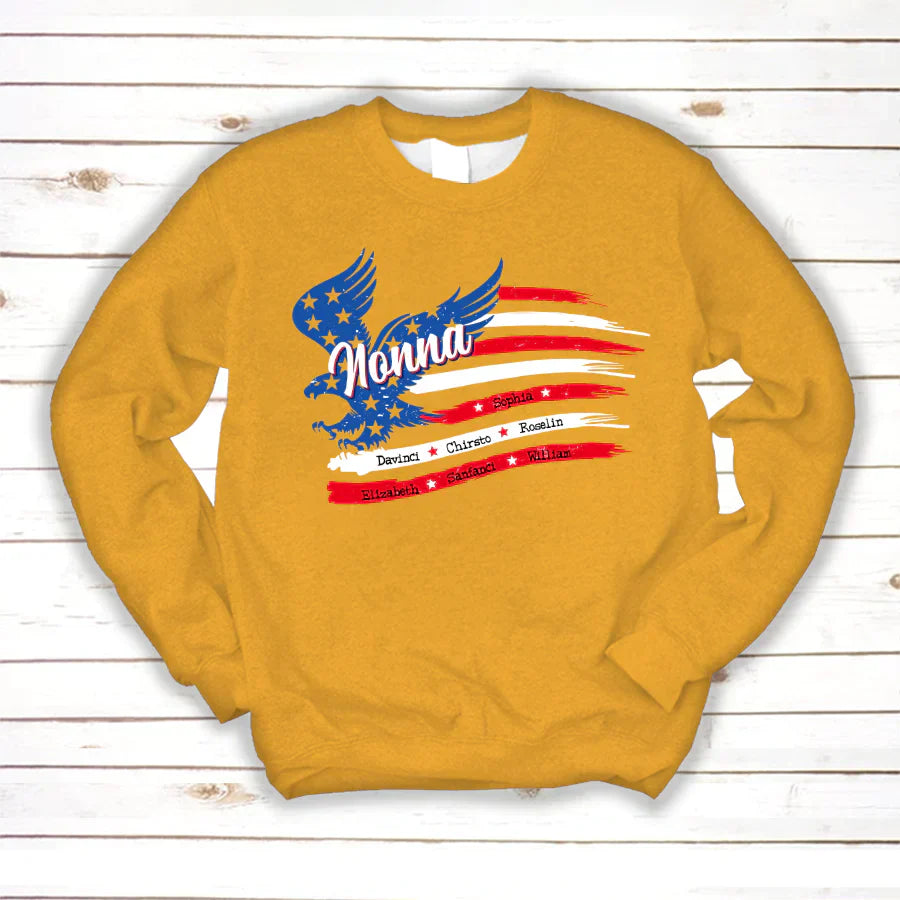 Nonna With Grandkids Names 4th Of July CTL94 Sweatshirt