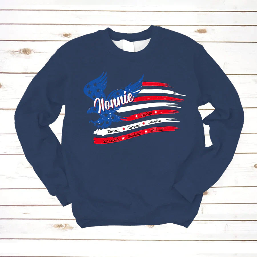 Nonnie With Grandkids Names 4th Of July CTL94 Sweatshirt