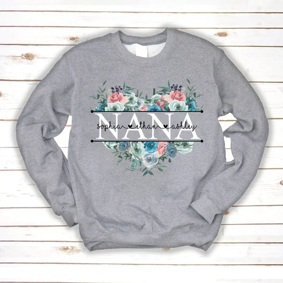 Pastel Peony Rose Nana And Grandkids CTH01 Sweatshirt