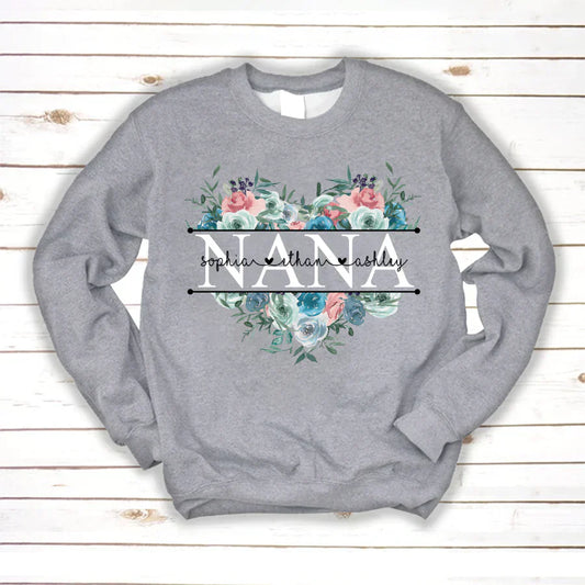 Pastel Peony Rose Nana And Grandkids CTH01 Sweatshirt