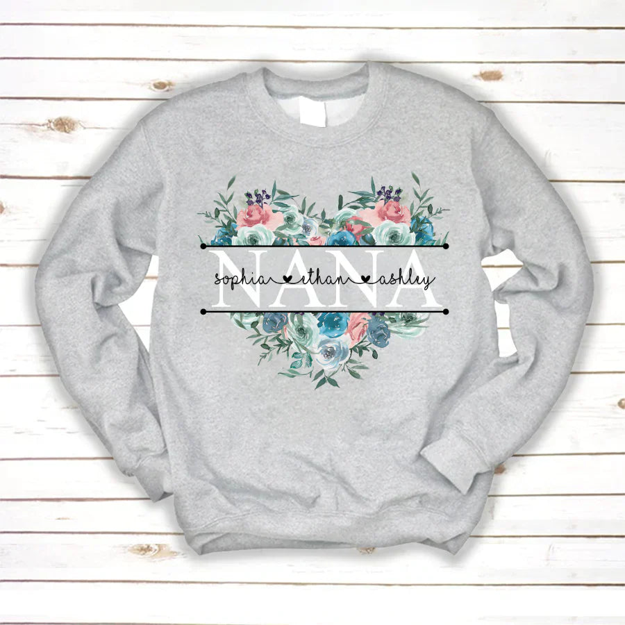 Pastel Peony Rose Nana And Grandkids CTH01 Sweatshirt