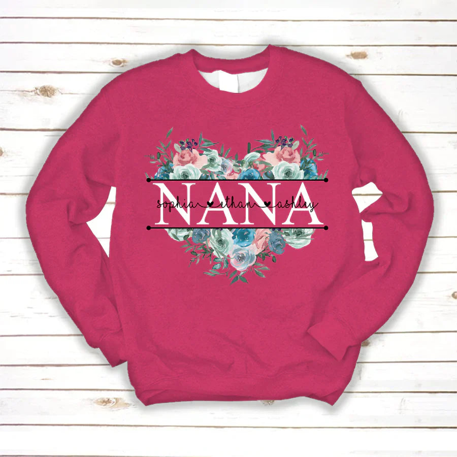 Pastel Peony Rose Nana And Grandkids CTH01 Sweatshirt