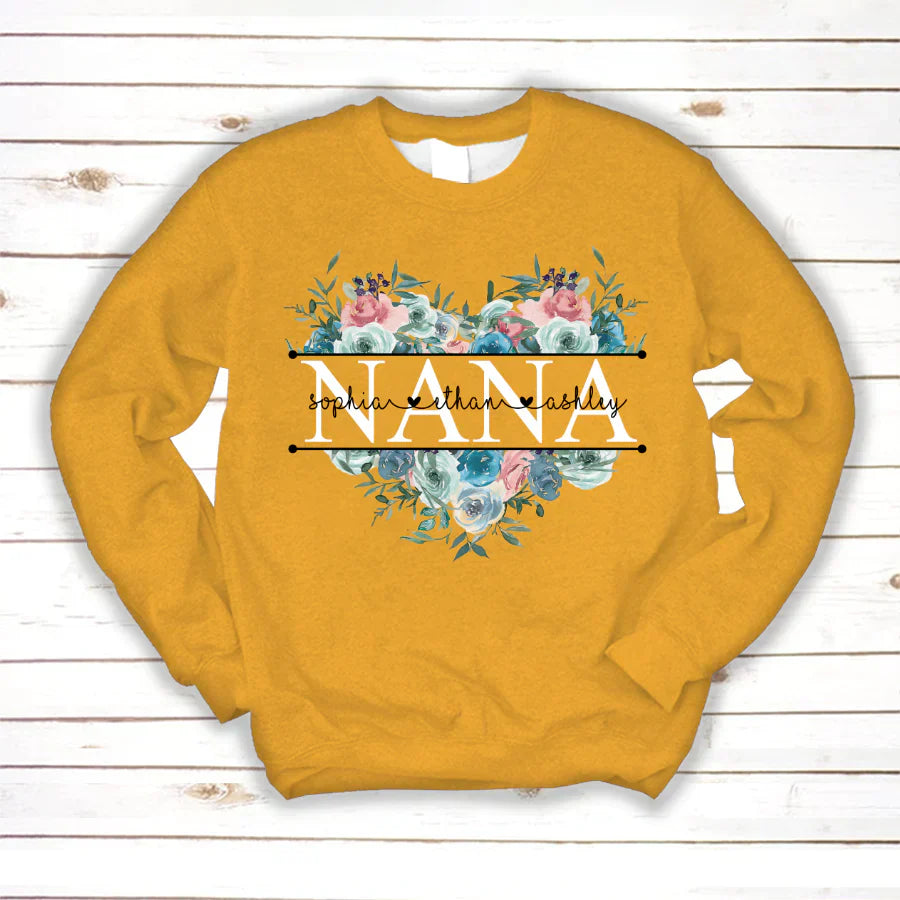 Pastel Peony Rose Nana And Grandkids CTH01 Sweatshirt