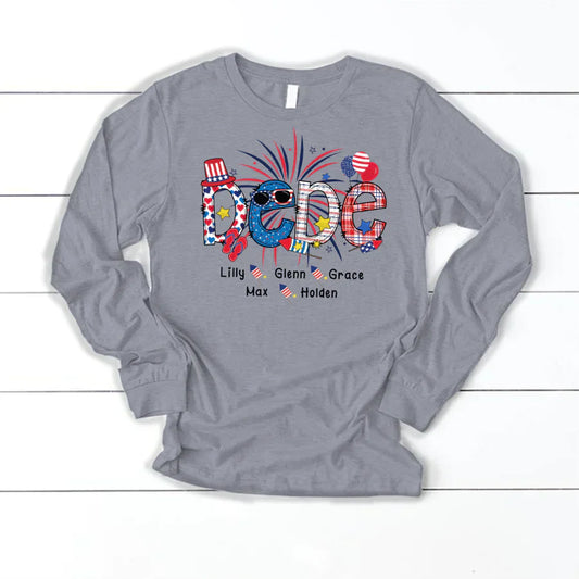 Patriotic Doodle 4th Of July Dede And Grandkid CTH01 Longsleeve