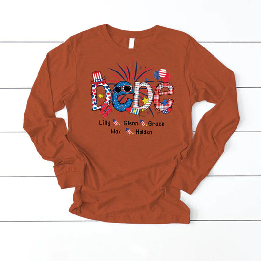 Patriotic Doodle 4th Of July Dede And Grandkid CTH01 Longsleeve