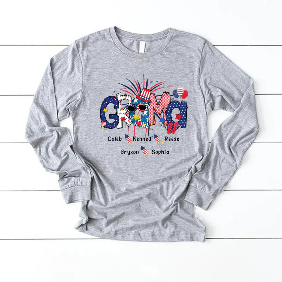 Patriotic Doodle 4th Of July GRAMA And Grandkid CTH01 Longsleeve