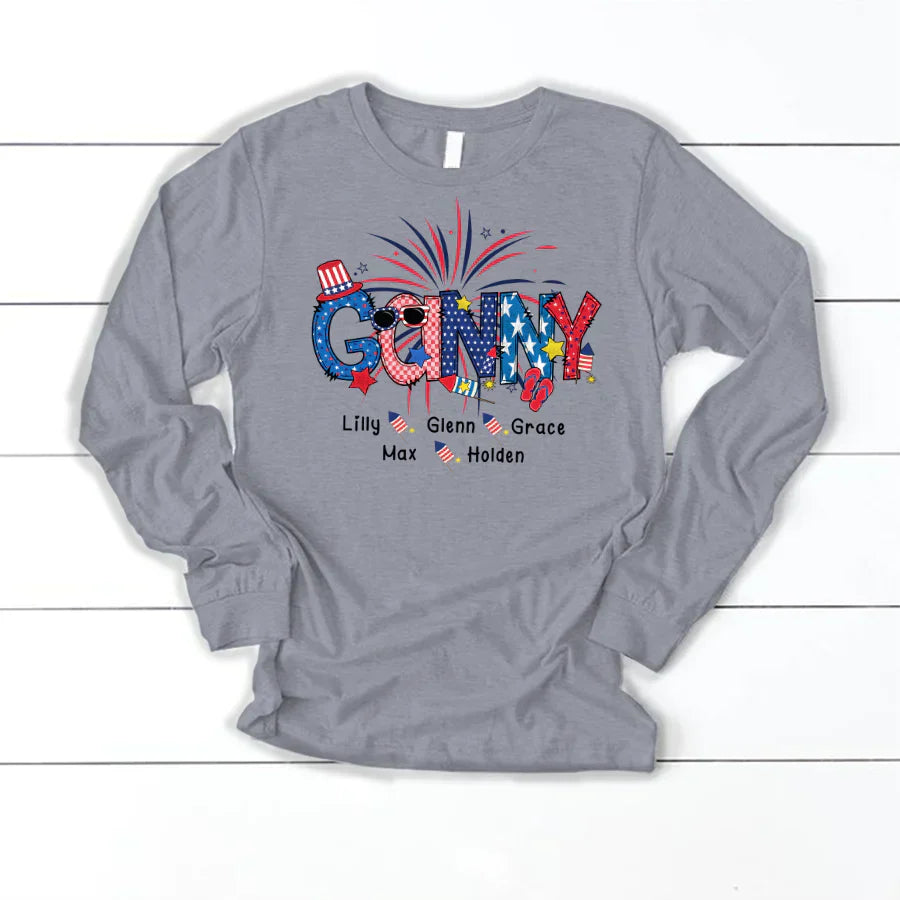 Patriotic Doodle 4th Of July Ganny And Grandkid CTH01 Longsleeve